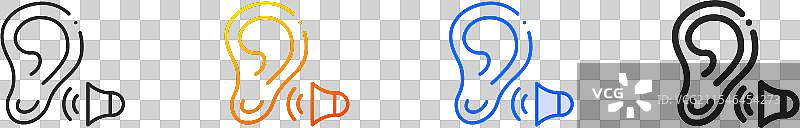 音乐疗法图标，细线性渐变蓝色图片素材