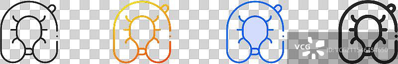 颈枕图标，细线性渐变蓝色描边图片素材