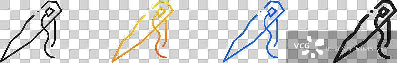 针头图标，细线性渐变蓝色描边和图片素材