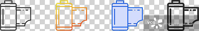 负面图标，细线性渐变蓝色描边和图片素材
