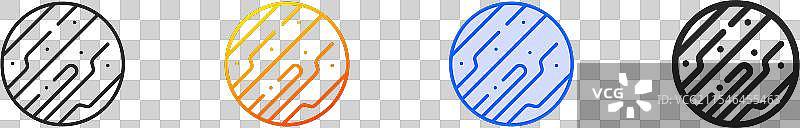 海王星图标，细线性渐变蓝色描边和图片素材