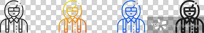 极客图标，细线性渐变蓝色描边图片素材