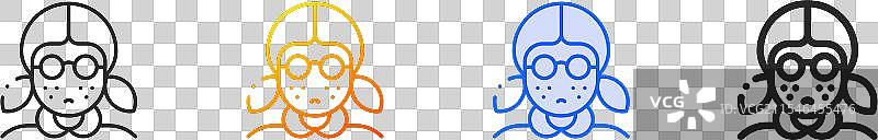 极客图标，细线性渐变蓝色描边图片素材