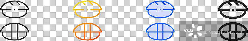 握寿司图标，细线性渐变蓝色描边图片素材