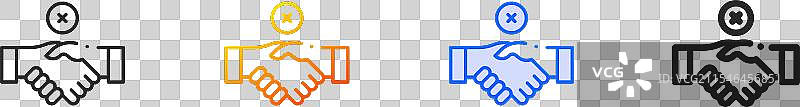 无握手图标，细线性渐变蓝色描边图片素材