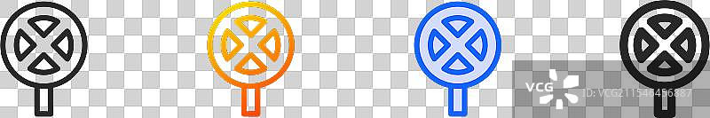 禁止停车图标，细线性渐变蓝色描边图片素材