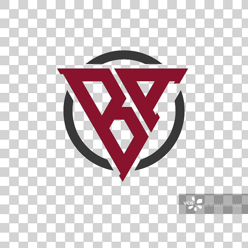 粗体三角形设计中的字母BA单字母组合标志图片素材