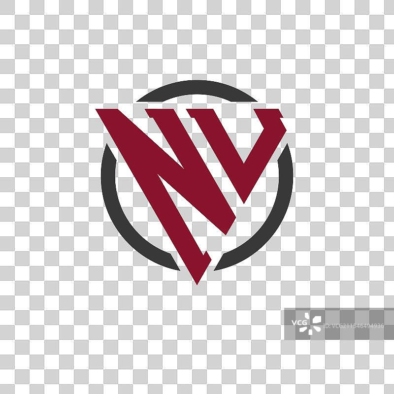 字母nu的单色标志，采用粗体三角形设计图片素材