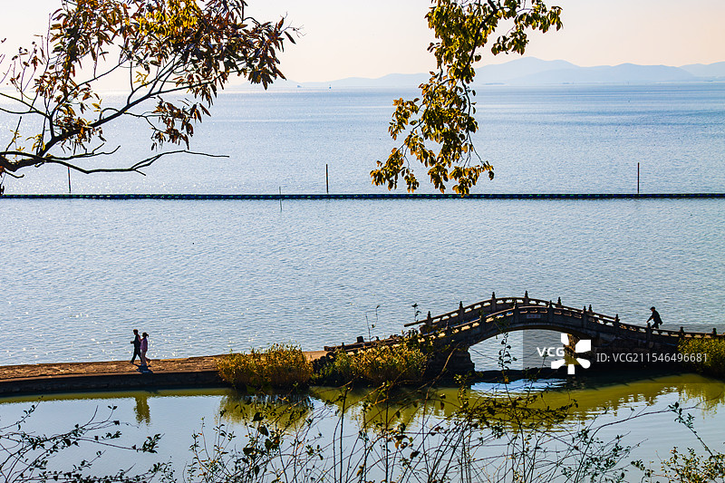 太湖鼋头渚万浪桥风光图片素材