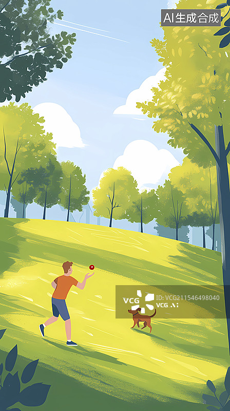 【AI数字艺术】蓝天青山户外风景插画海报背景图片素材