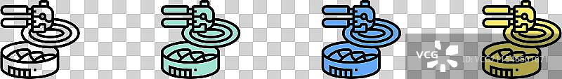 开罐器图标轮廓，绿色、蓝色和黄色图片素材