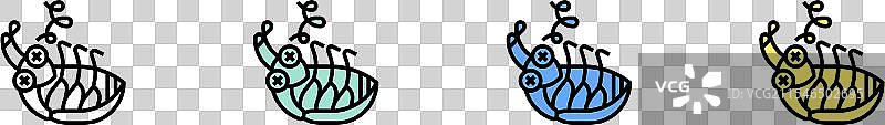 绿色、蓝色和黄色的蟑螂图标轮廓图片素材