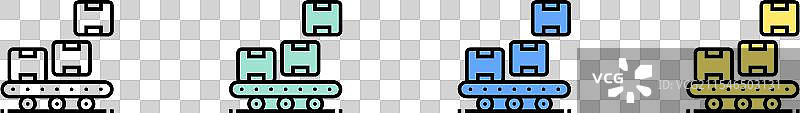 绿色、蓝色和黄色风格的输送机图标轮廓图片素材