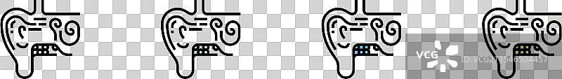 耳垂图标轮廓，绿色、蓝色和黄色风格图片素材
