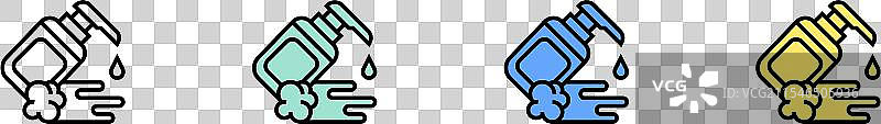 保湿霜图标轮廓，绿色、蓝色和黄色图片素材