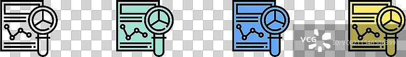 研究图标轮廓，绿色、蓝色和黄色风格图片素材