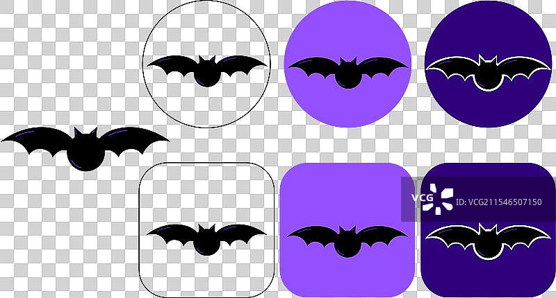 黑色剪纸蝙蝠标志放在一个上面图片素材