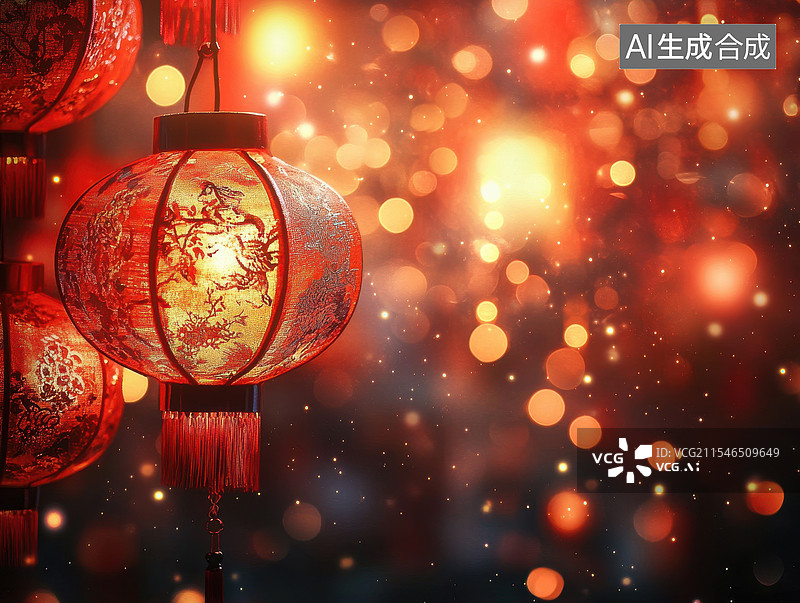 【AI数字艺术】春节新年传统节日庆典灯笼素材图片素材