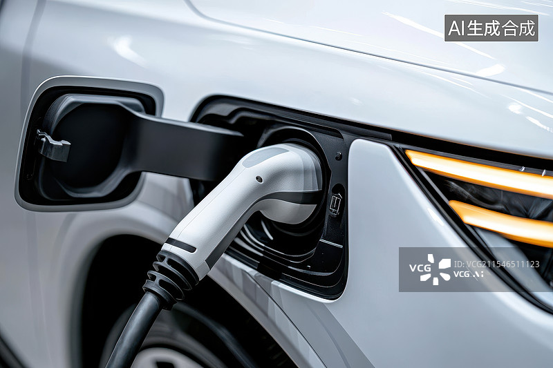 【AI数字艺术】电动新能源汽车充电场景图片素材