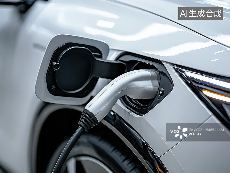 【AI数字艺术】电动新能源汽车充电场景图片素材