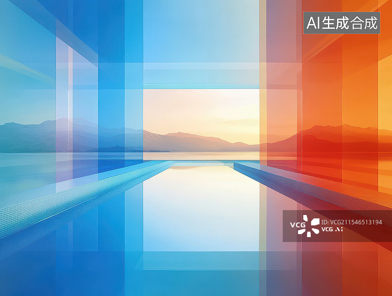 【AI数字艺术】抽象几何渐变背景3D渲染图片素材