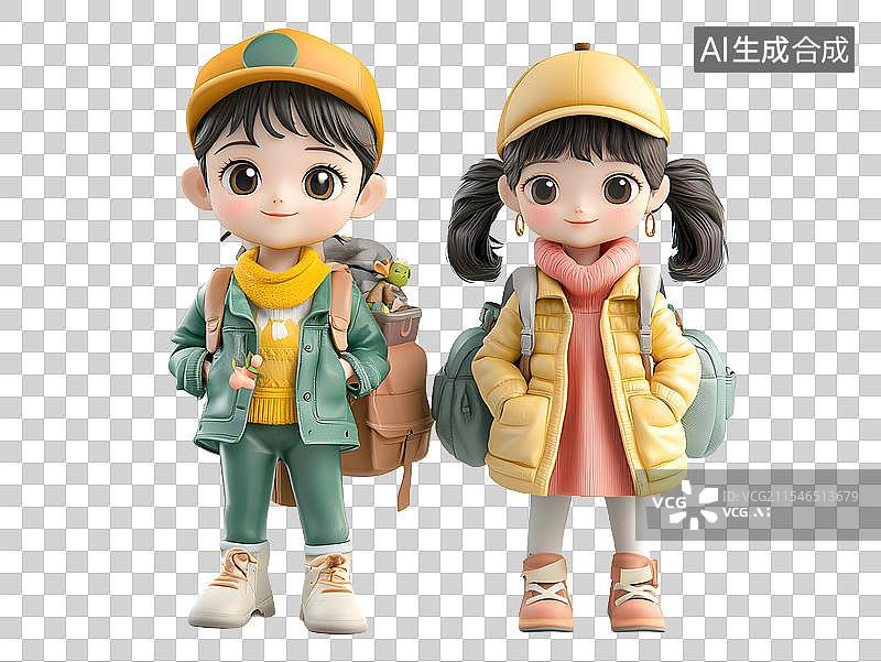 【AI数字艺术】3D春游潮流时尚男女人物形象图片素材