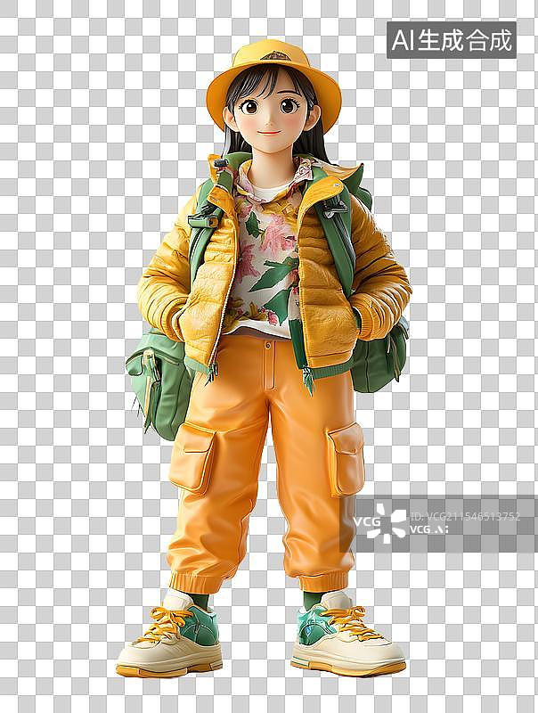 【AI数字艺术】3D春游潮流时尚男女人物形象图片素材