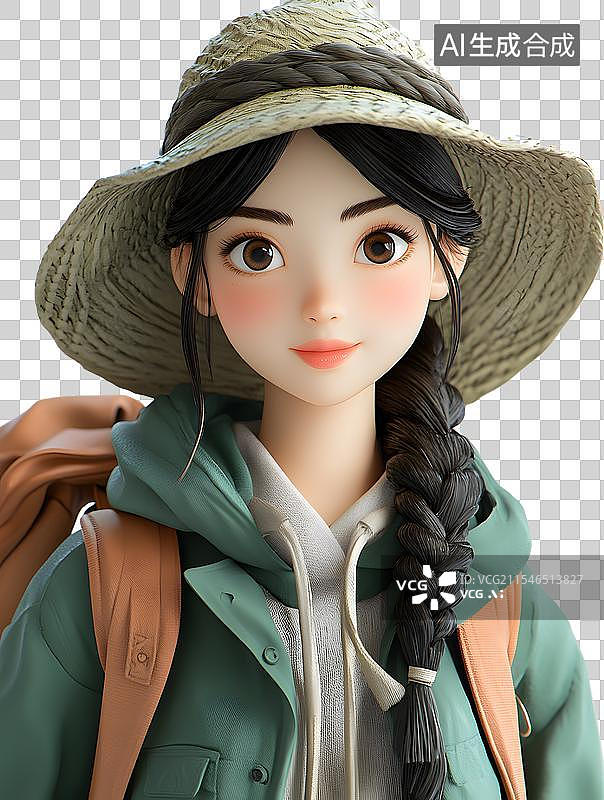 【AI数字艺术】3D春游潮流时尚男女人物形象图片素材