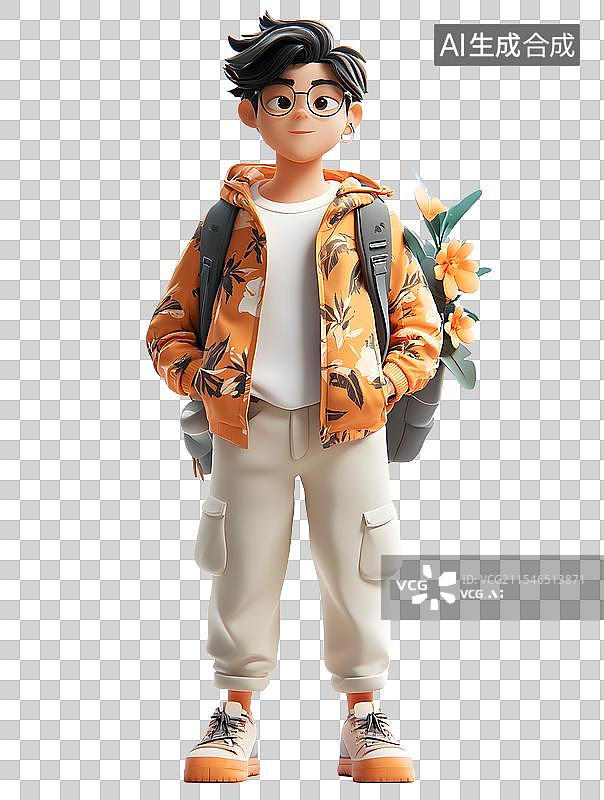 【AI数字艺术】3D春游潮流时尚男女人物形象图片素材