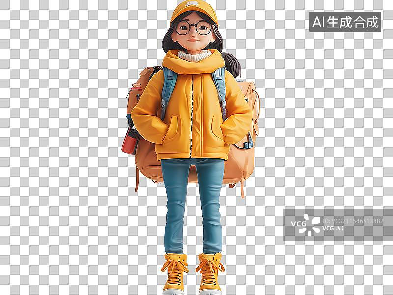 【AI数字艺术】3D春游潮流时尚男女人物形象图片素材