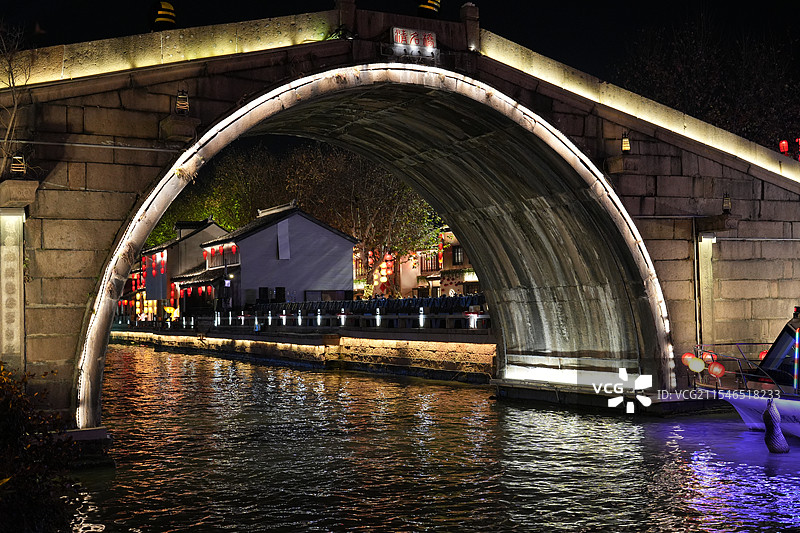 无锡南长街 清名桥  无锡古运河夜景图片素材