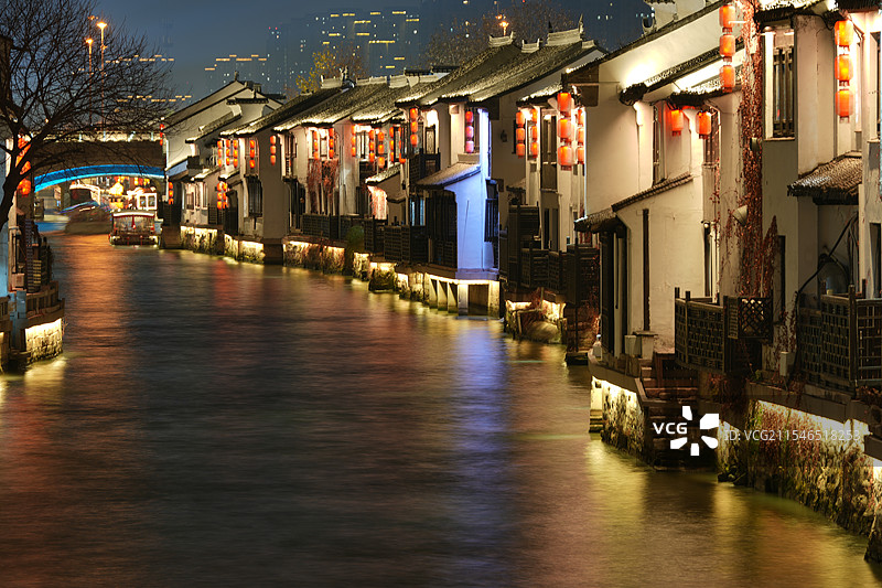 无锡南长街 清名桥  无锡古运河夜景图片素材