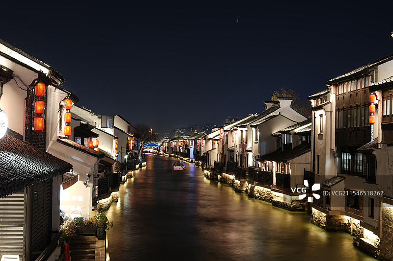 无锡南长街 清名桥  无锡古运河夜景图片素材