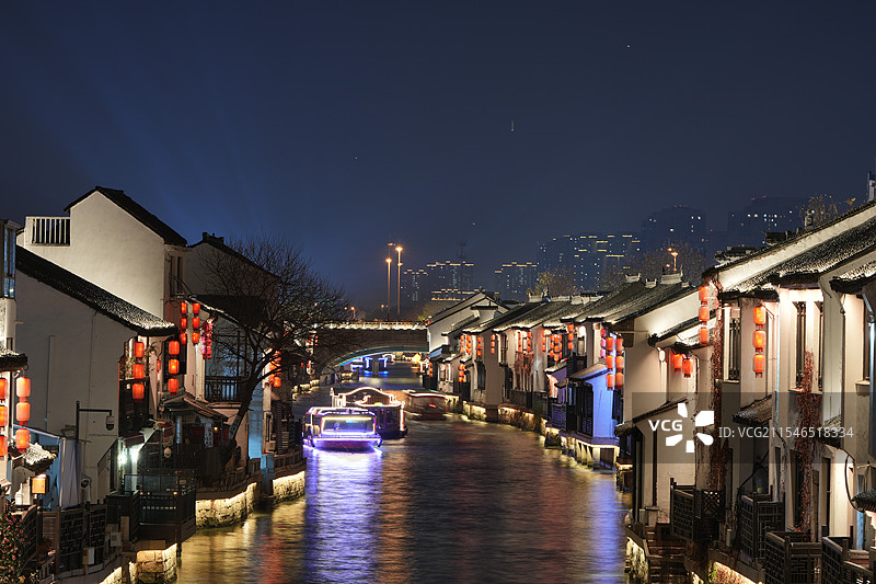无锡南长街 清名桥  无锡古运河夜景图片素材