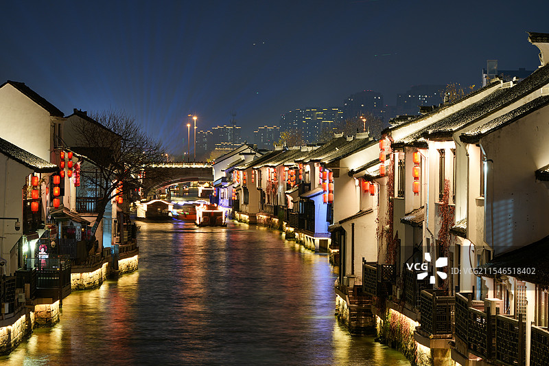 无锡南长街 清名桥  无锡古运河夜景图片素材