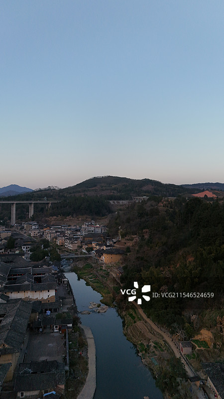 航拍客家土楼民俗文化村-圆楼王子振成楼图片素材