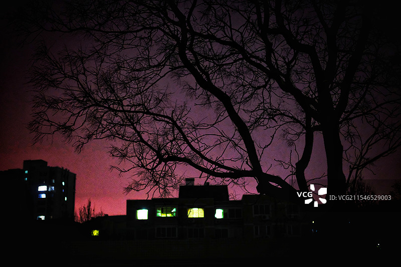 城市居民区夜色图片素材