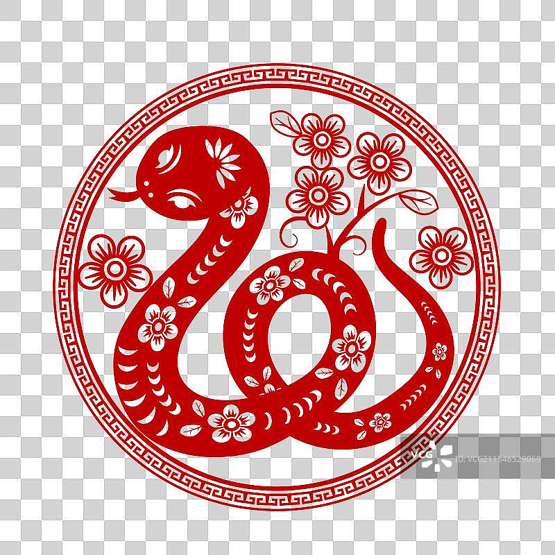 蛇年喜庆盘蛇剪纸窗花素材图片素材