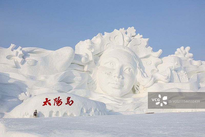 哈尔滨太阳岛雪博会雪雕艺术品自然风光图片素材