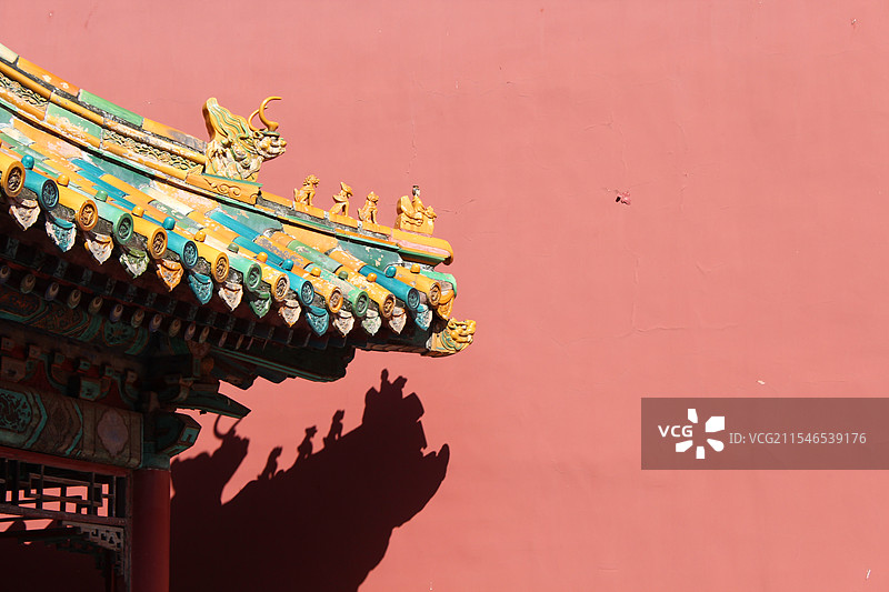 故宫博物院建筑一角琉璃瓦图片素材