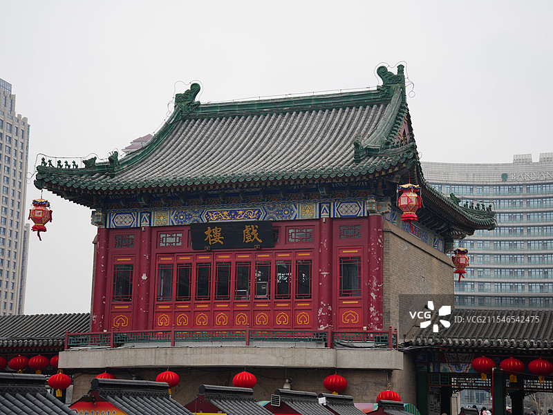 天津古文化街的著名建筑戏楼图片素材