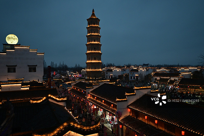 安徽铜陵 犁桥水镇 夜景图片素材