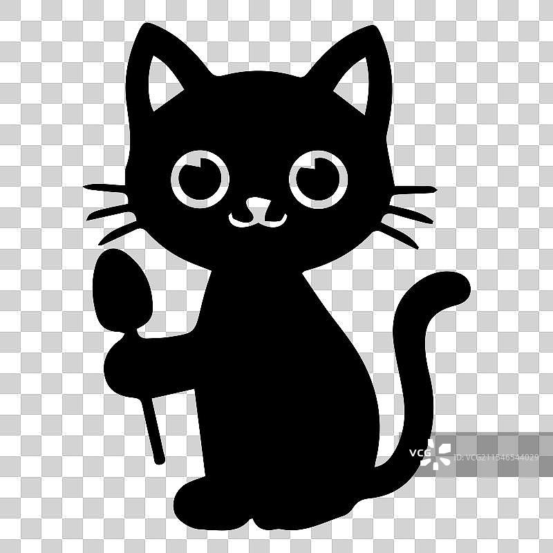 一只戴着拿破仑帽的卡通黑猫图片素材