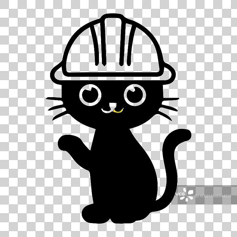 一只戴着拿破仑帽的卡通黑猫图片素材