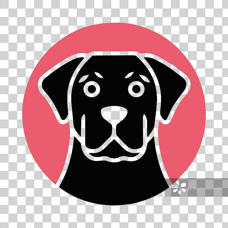 彩色和白色可爱狗狗圆形图标图片素材