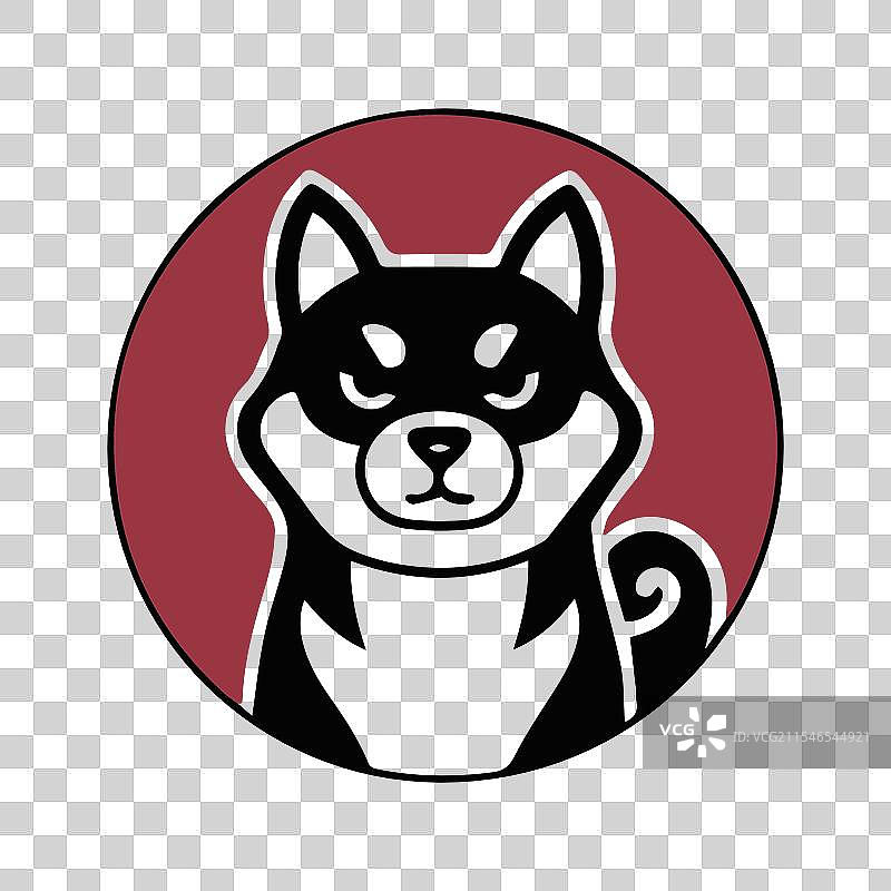 彩色和白色可爱狗狗圆形图标图片素材