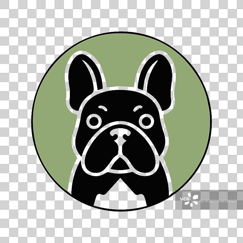 彩色和白色可爱狗狗圆形图标图片素材