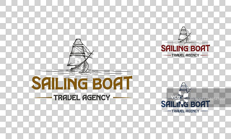 手绘帆船logo模板 旅行图片素材