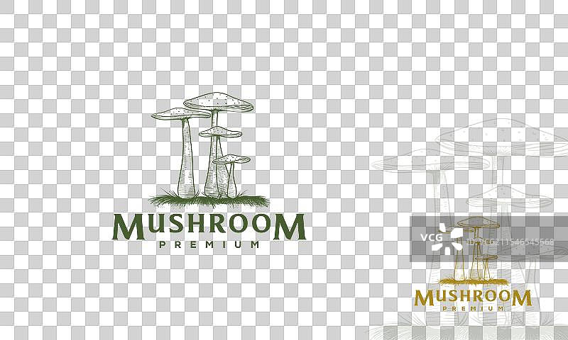 手绘蘑菇有机农场标志模板图片素材