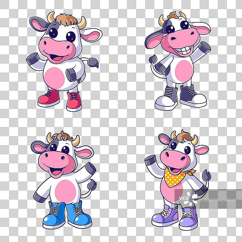 可爱的小牛穿着鞋子套装图片素材